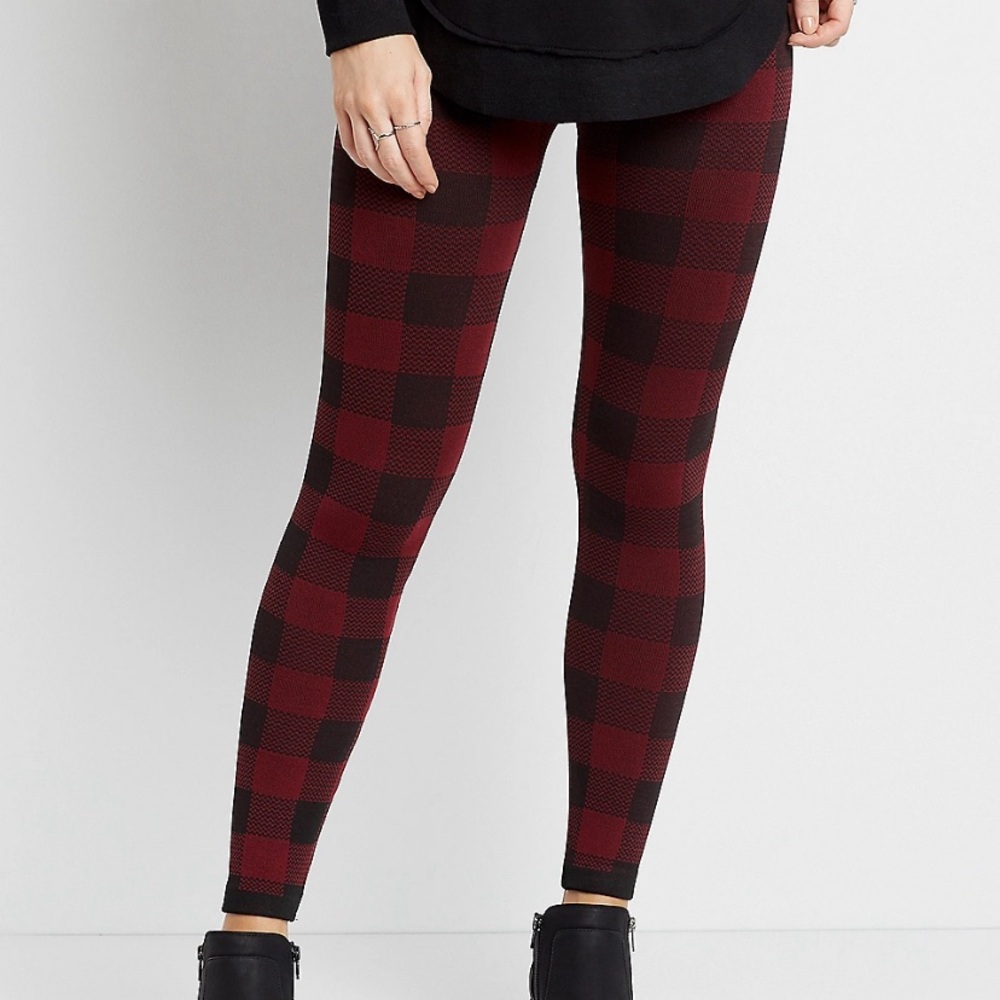 Maurice's XS (x small) Buffalo Plaid Fleece Lined Leggings